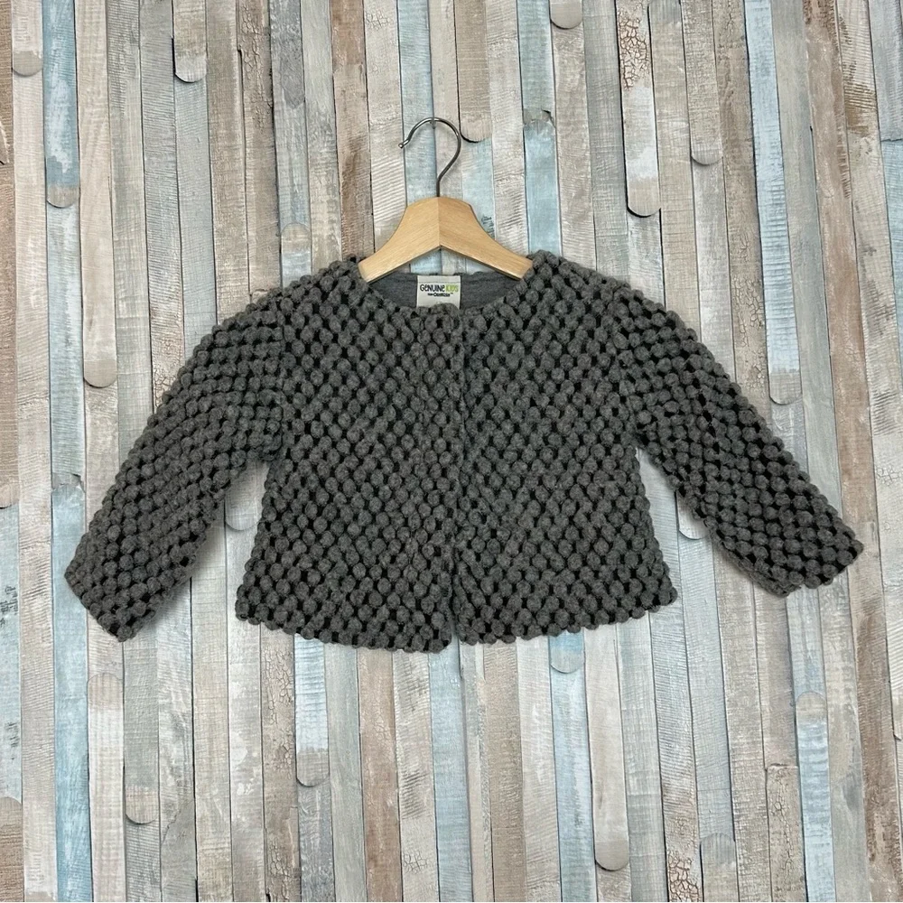 Genuine Kids Oshkosh 4T Gray Wool Knit Bubble Bauble Cardigan Sweater Girls‎
